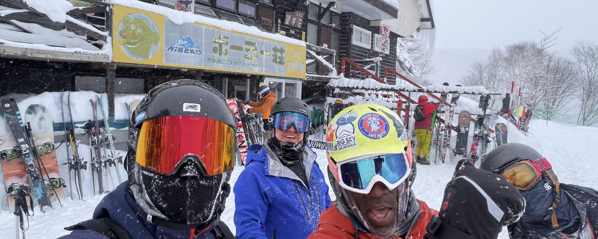 BSSC group of skiers in Niseko Japan preparing for a ski run during the Japan 2026 ski trip