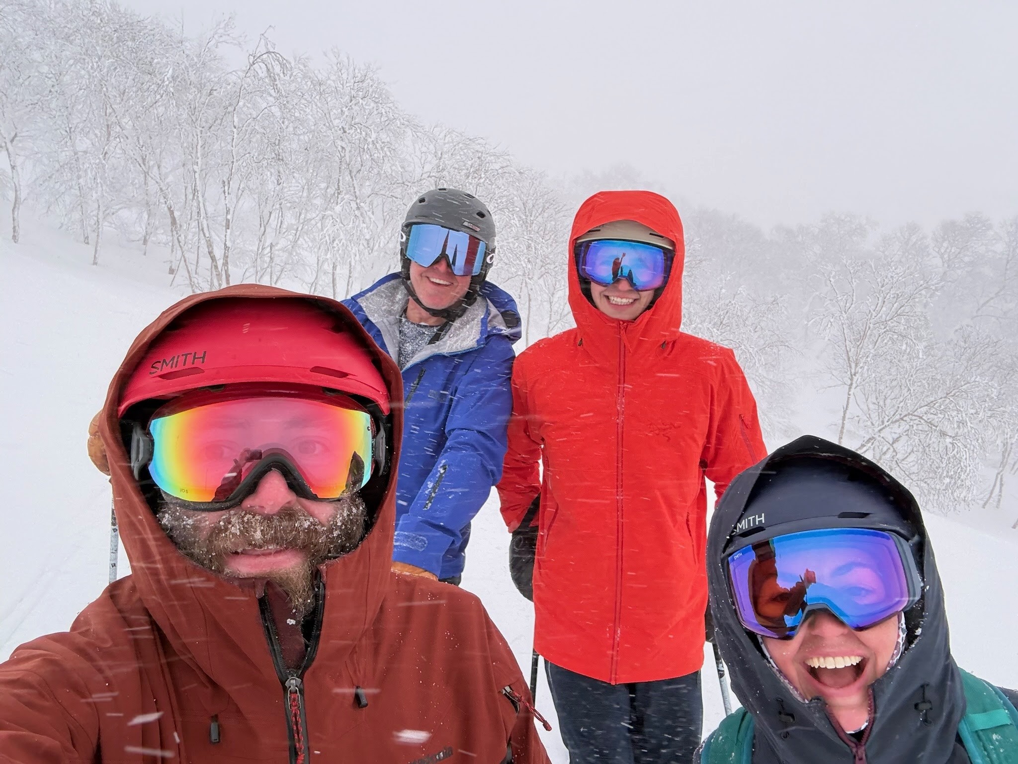 Niseko Hanazono backcountry skiing with guides and BSSC group on Japan ski trip.